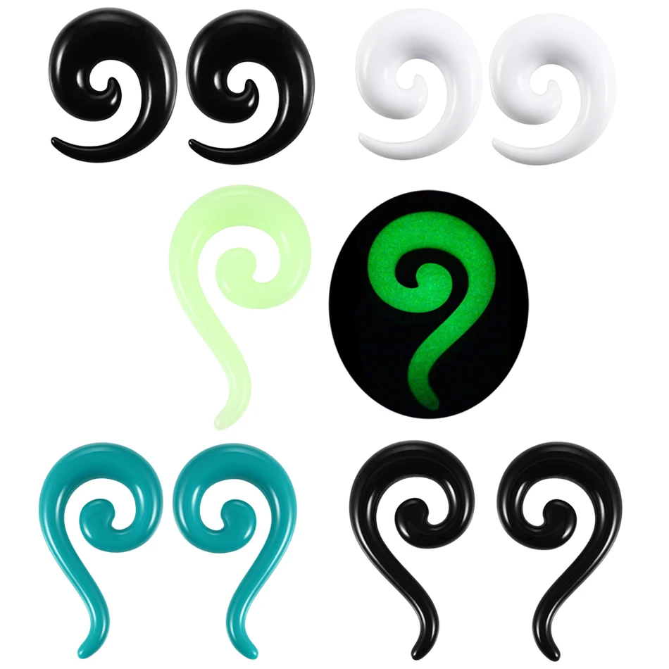 2pcs/lot Acrylic Spiral Taper Flesh Tunnel Ear Stretcher Expander Plug Piercing Snail Screw Lobe Earlets Gauges Piercing Jewelry