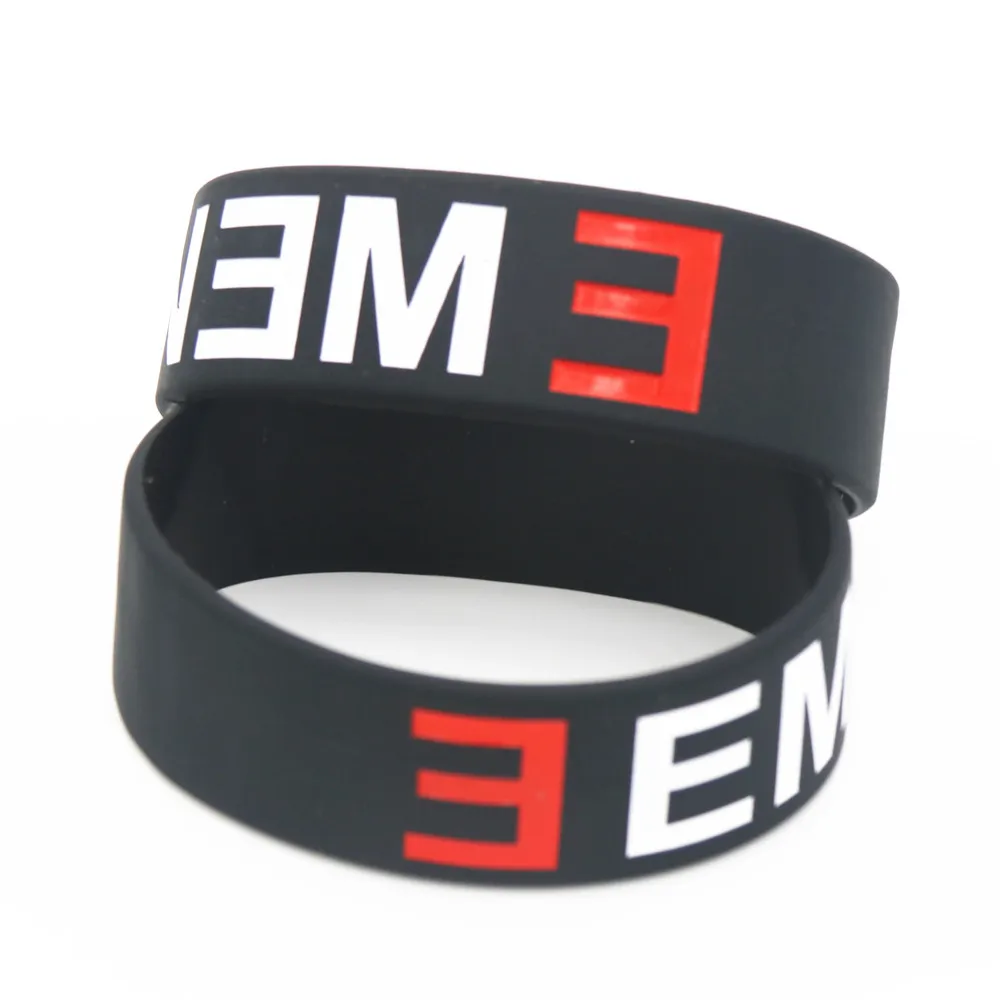 1PC Hot Sale Eminem Wristband Made Of Latex-Free Black Silicone Rubber Bracelets&Bangles for Music Fans Concert Gift SH105