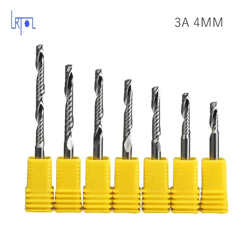 5 Pcs 4 Mm 3A Materiaal Acryl Of Dichtheid Hout Snijden Carbide Cnc 1 Fluit Spiral Bit End Mill Cutter