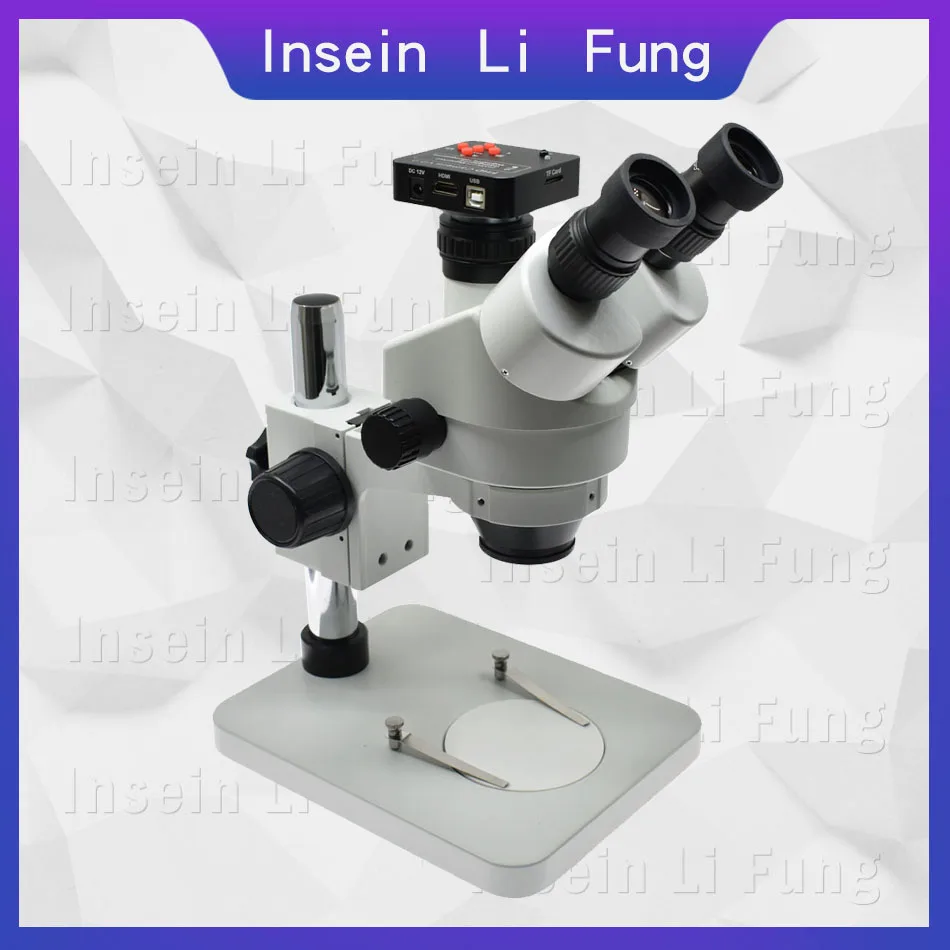 Full HD 38MP 1080P 2K 60FPS Trinocular Stereo Microscope 3.5X-90X Continuous Zoom HDMI Synchronous Focus Magnifier Phone Repair