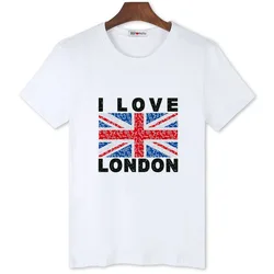 I love lonon-トレンディなTシャツ、人気のブランド、英国の旗プリント、ヒップホップのTシャツ、ファッション、新しい