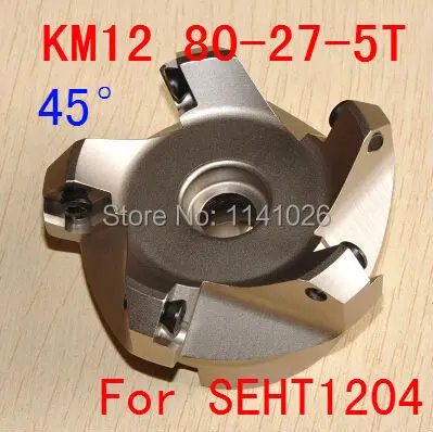 

Free Shipping KM12 80-27-5T 45 Degree Shoulder Face Mill Head for SEHT1204