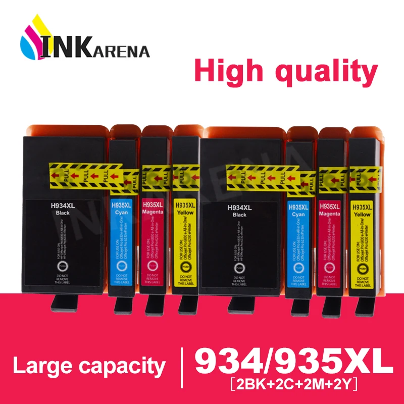 

INKARENA 8 Pcs Compatible Ink Cartridge for HP 934 935 XL for HP Officejet pro 6230 6830 6835 6812 6815 6820 Printer with chip