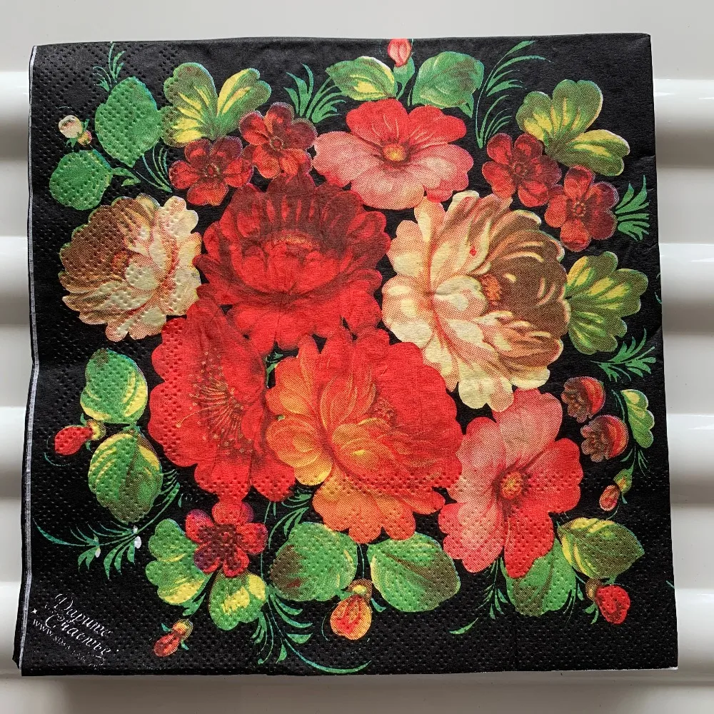Decoupage table paper napkins elegant tissue vintage towel pink red flower leaf birthday wedding party home beautiful decor 20
