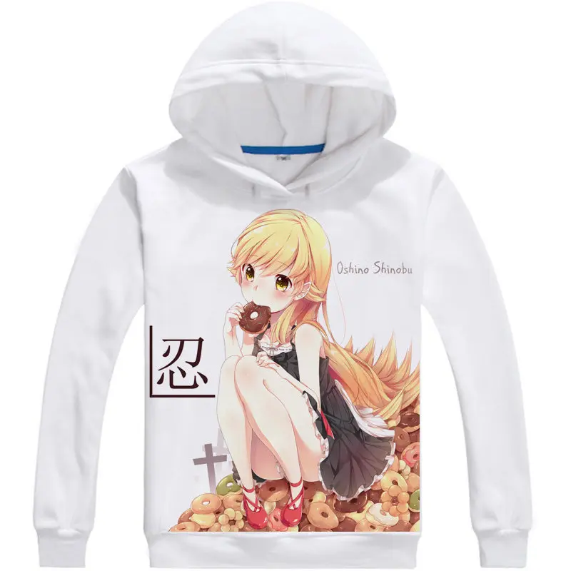 Bakemonogatari Hoodie Anime Tsubasa Cat Cosplay O-nack Sweatshirt Cute Sweatshirts Japanese Cartoon Fans