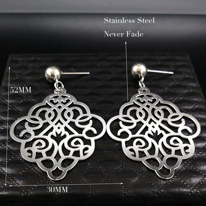 Fashion Flower Stainless Steel Earrings for Women Silver Color Stud Earrings Jewelry pendientes acero inoxidable mujer