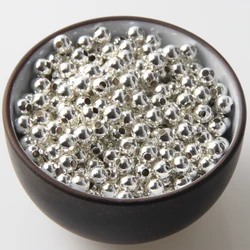 Silver Color Round Metal Beads Smooth Ball Spacer Beads For Jewelry Making 2/3/4mm Jewelry Findings Diy Accesorios