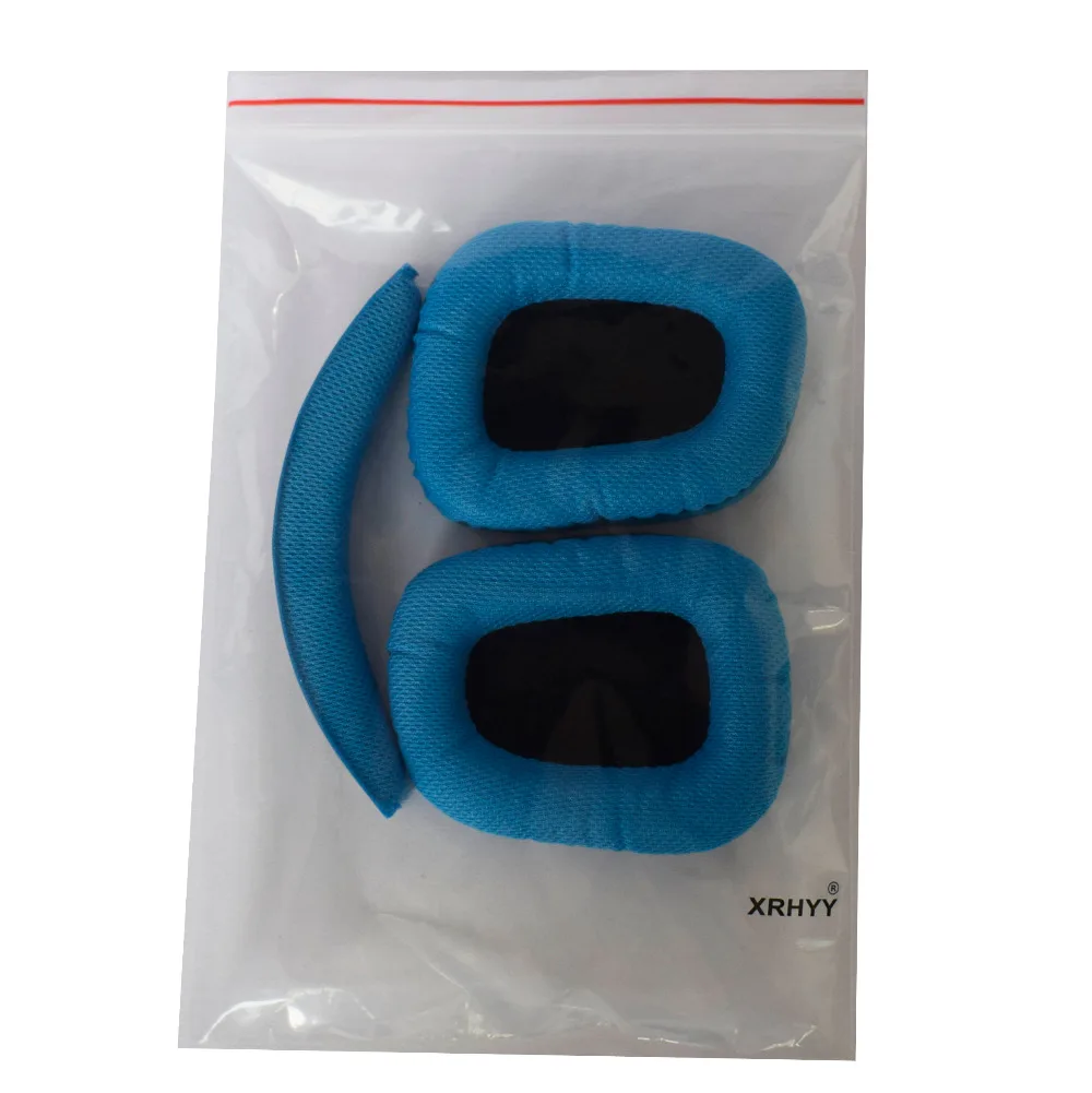 XRHYY Blue Replacement Ear Pad Top Headband Earpads Cushion Set For Logitech G35 G930 G430 F450 Headphones