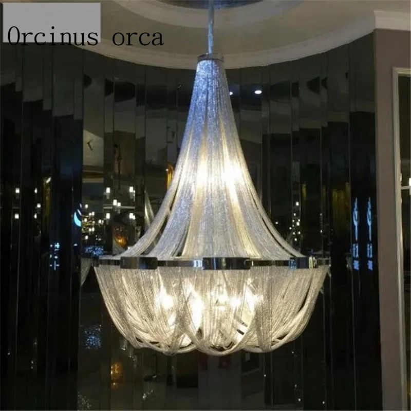 

Nordic luxury tassels aluminum chain lights personalized atmosphere villa duplex building, living room Chandelier Postage free