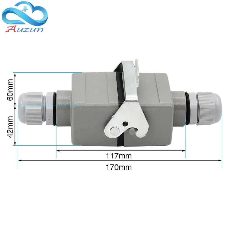 6 pins Rectangular heavy duty connector butt type He-06 waterproof socket  for aerospace industry 500V 16A