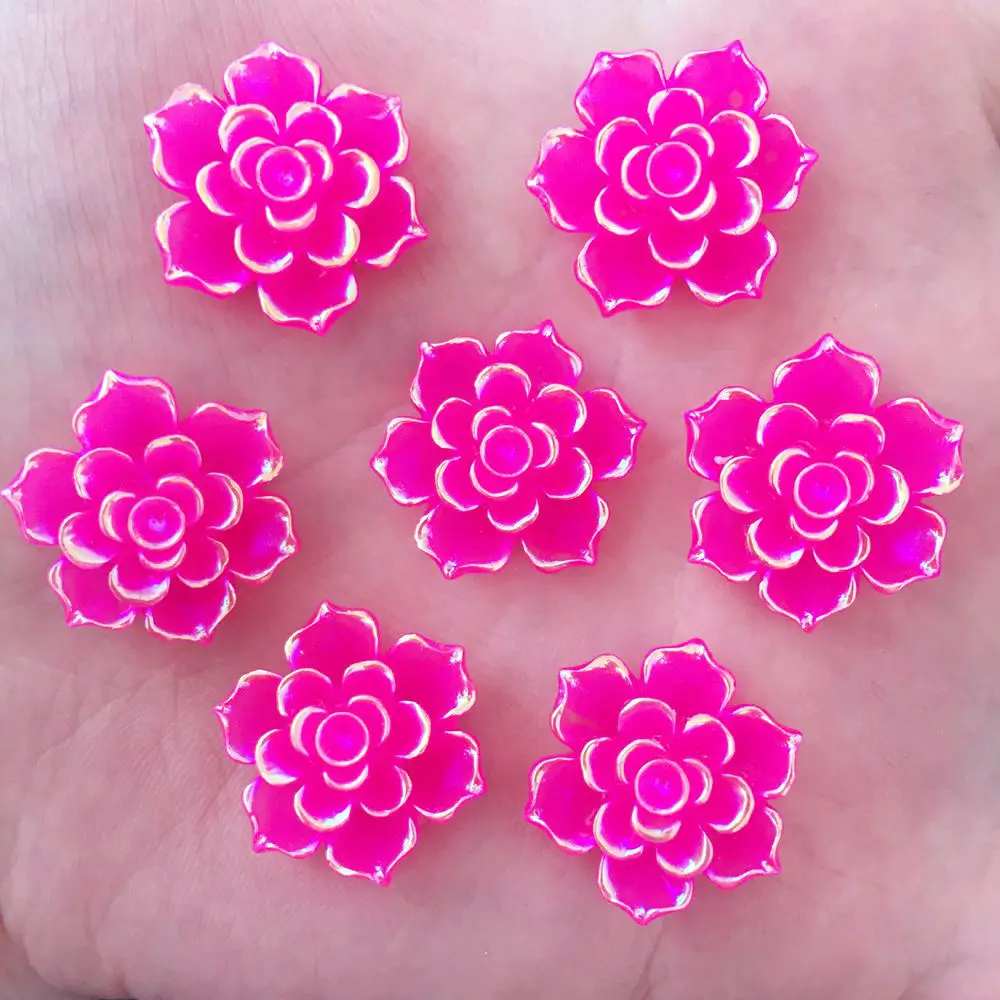NEW 10PCS 20mm AB Resin 3D Flower Stone Flatback Wedding Diy Design Button Craft K33