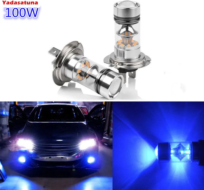 Pair Ultra Blue H7 20*5W Cree Chips 100W  LED Car Bulbs For Driving Fog Light / Day Time Running Light DRL( H11 9005 9006)