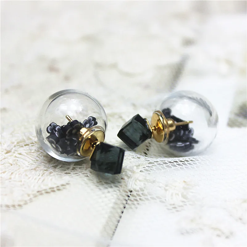 2019 summer style  fashion brand jewelry box crystal stud earrings for women glass beads cute fruit or flower earring