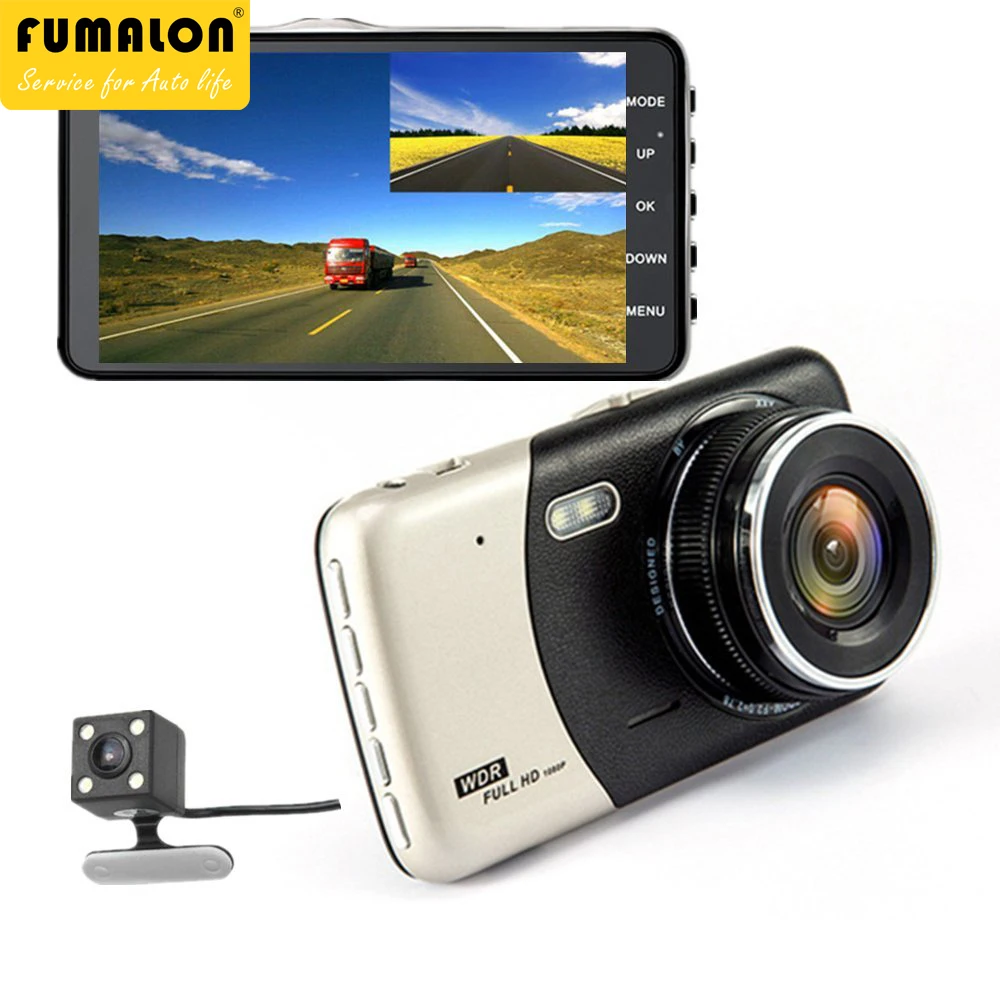 

Car Camera front and rear 4.0" inch DVR Dual Lens Video Recorder Full HD 1080P WDR Dash Cam Night Vision back G-Sensor Registrat