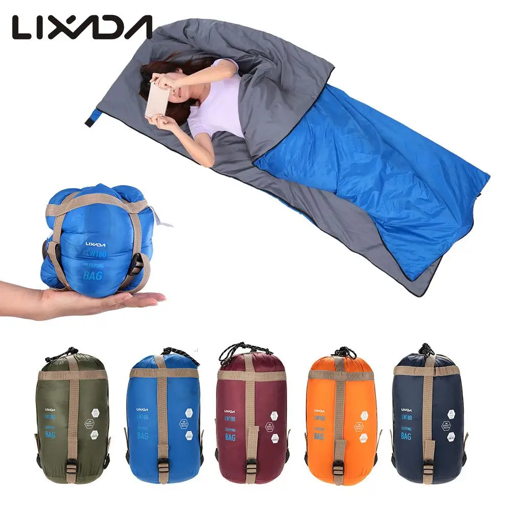 Lixada 190*75cm Camping Envelope Sleeping Bag Ultralight Travel Mini Lazy Bags With Compression Bag Equipment Spring Autumn