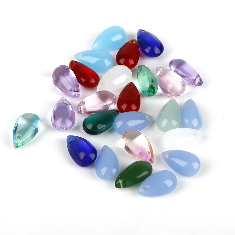 5Pcs 14x8MM 9x6MM Clear Oval Crystal Beads Briolette Teardrop Beads Transparent Water Drop Glass Beads For Jewelry Making DIY