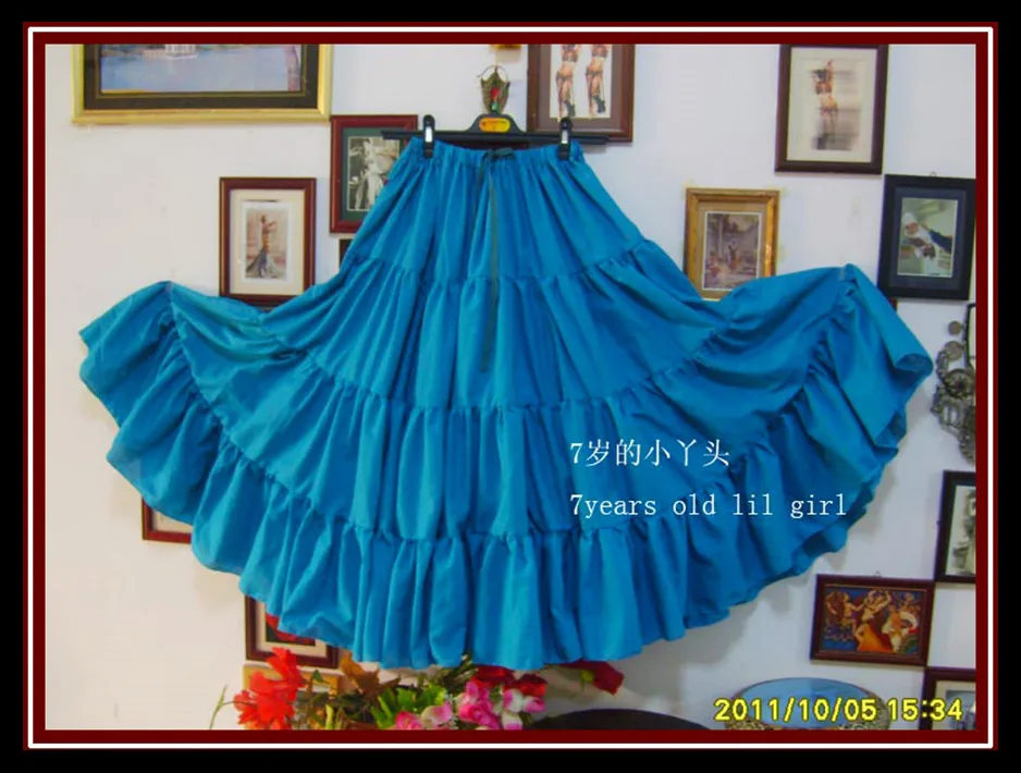 Cotton 4Tiered 18Yards Ats Gypsy Tribal Belly Dance Skirt EH49