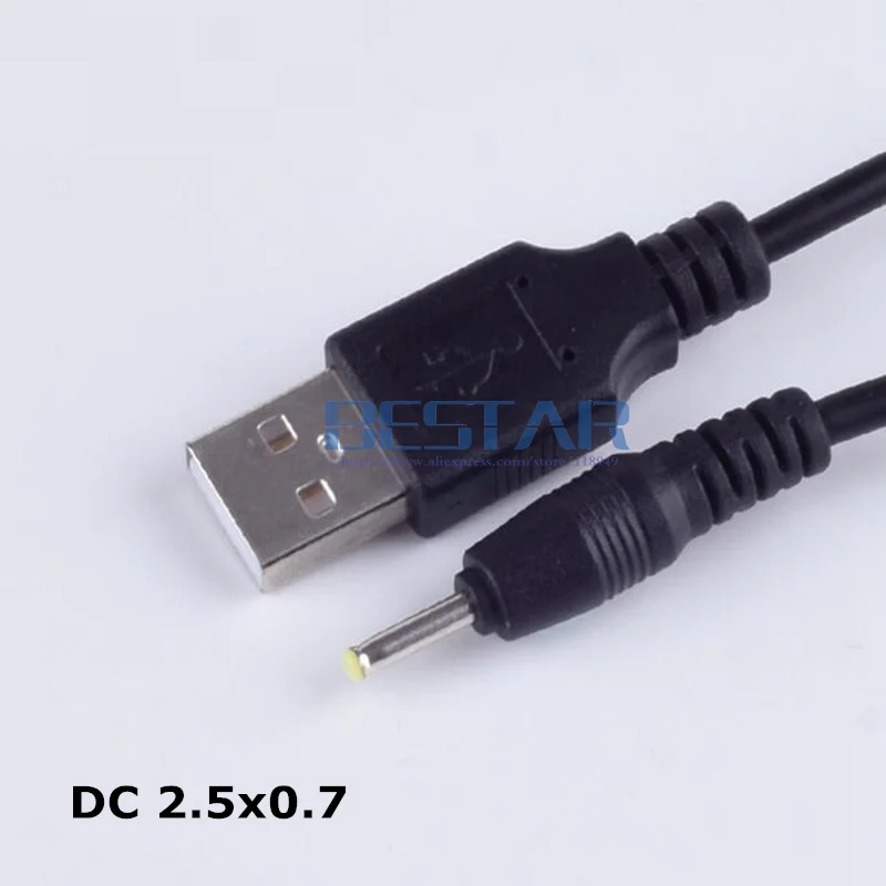 USB to 2.5 mm/0.7 mm 5 Volt 2A DC Barrel Jack Power Cable Type-H DC USB Extension Cable 1m 3 feet Elbow Design