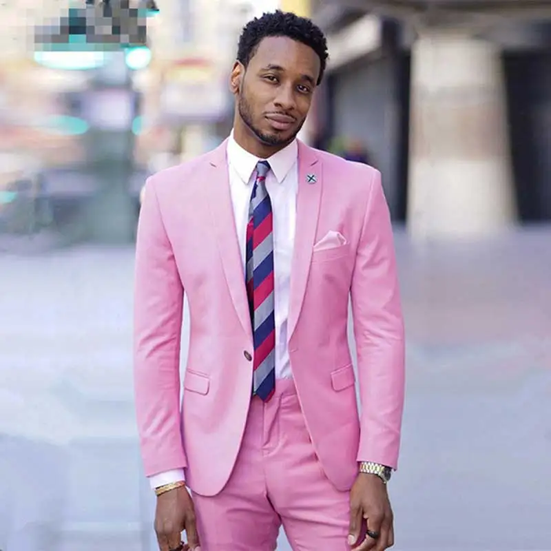 

Latest Coat Pants Designs Pink Linen Men Suits Wedding Summer Beach Groom Tuxedos Costume Homme 2Piece Slim Fit Terno Masculino