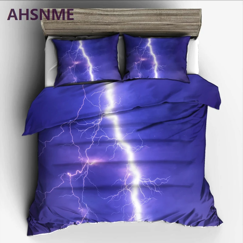 AHSNME Earth-shattering white lightning Bedding Set High-definition Print Quilt Cover for US AU EU Size market jogo de cama