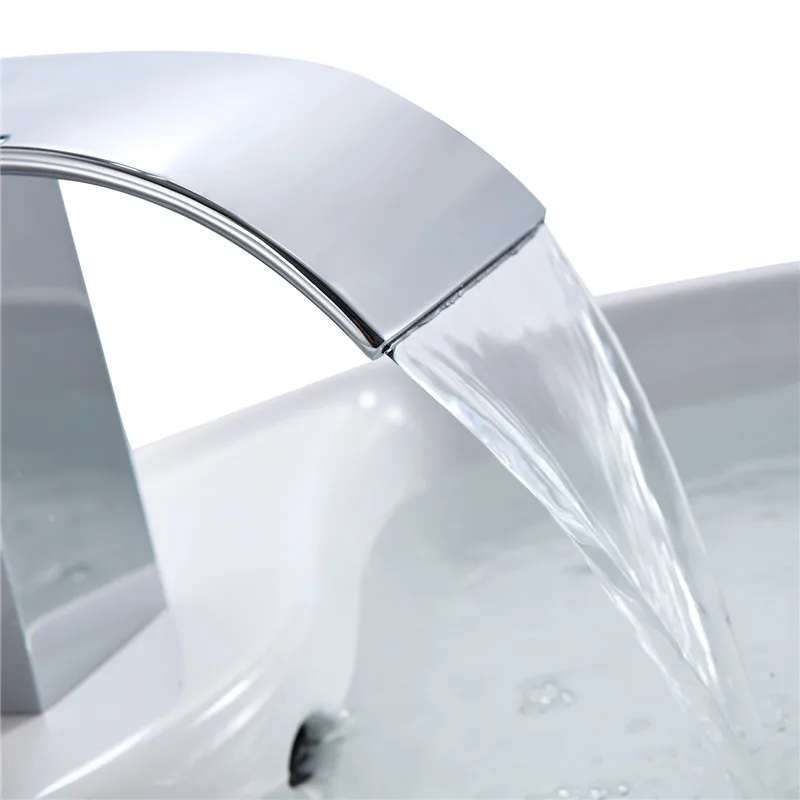 hm Bathroom Accessories Waterfall Sink Faucets Brass Single Handle Mixer Widespread Basin Water Taps Chrome Finished