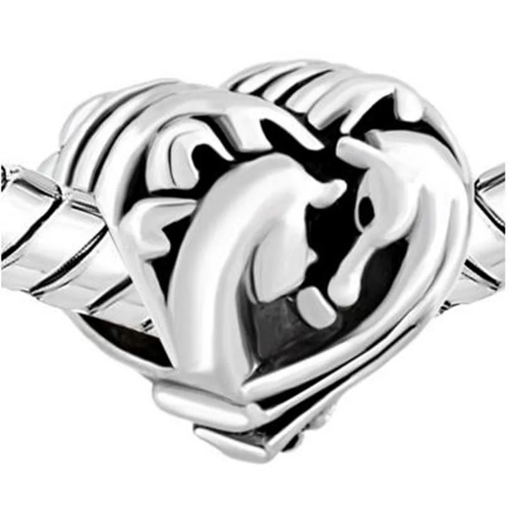 Slide Charm Wholesale Free Shipping  Filigree Heart Couples Horse Best Friends Forever For Beads   Fit Pandora Bracelet