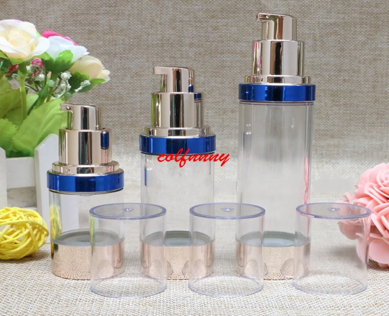 

300pcs/lot Fast Shipping Refillable Bottles Portable Airless Pump Dispenser Bottle For Travel Lotion 15ml 30ml 50ml F050207