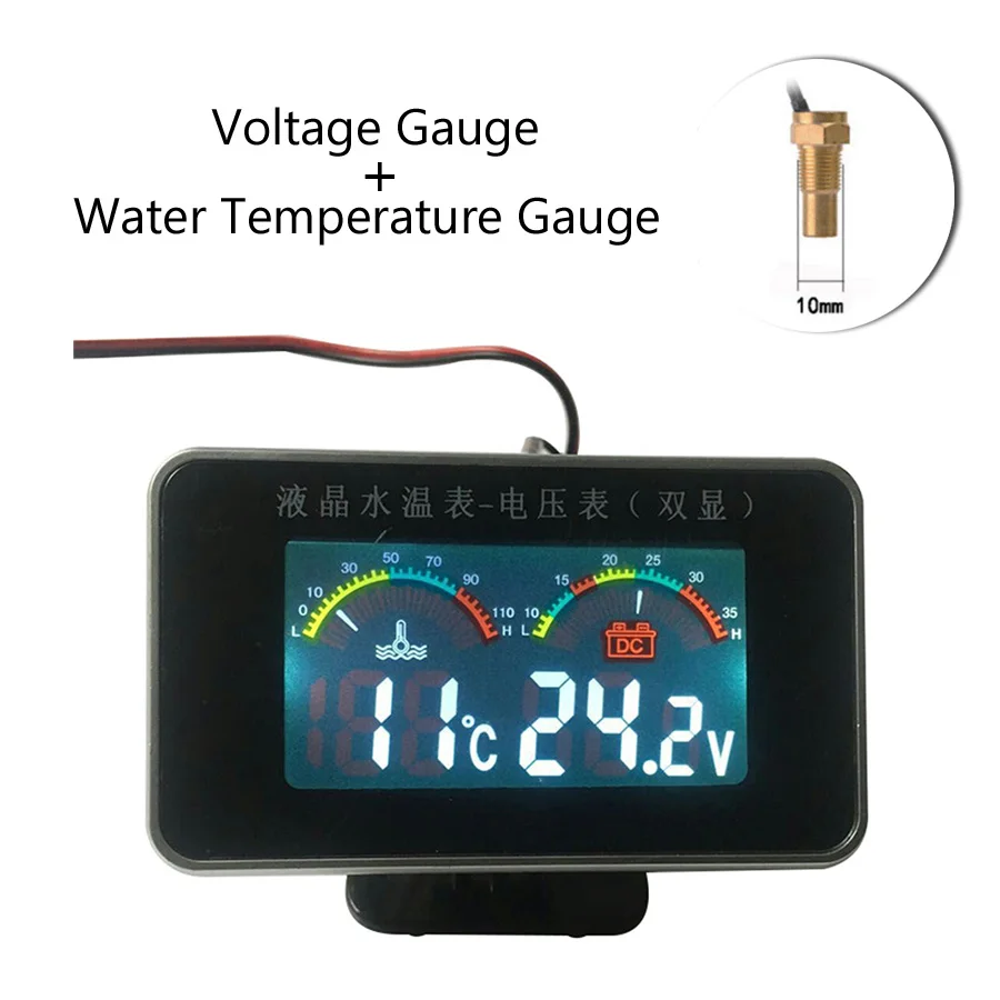 

2 в 1, Автомобильный датчик температуры воды с ЖК-экраном, 12 В/24 В