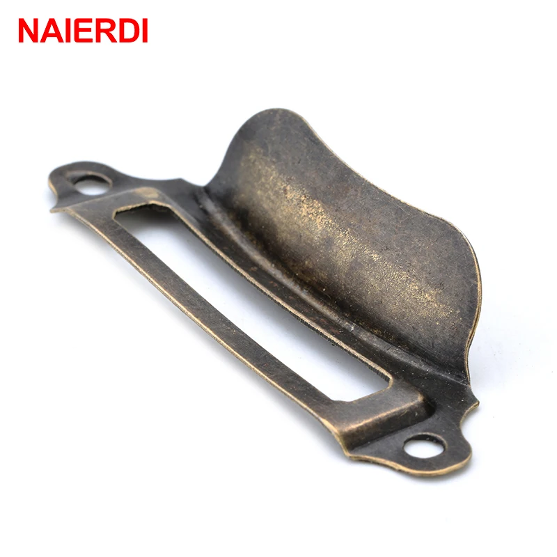 20PCS NAIERDI Antique Box Label Handles Retro Pull Frame Handle Name Card Holder Knob For Furniture Cabinet Drawer Door Hardware