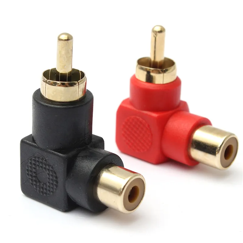 1Pair 90 Degree RCA Right Angle Connector Plug Adapters Male & Female 90 Degree Elbow Audio Adapter