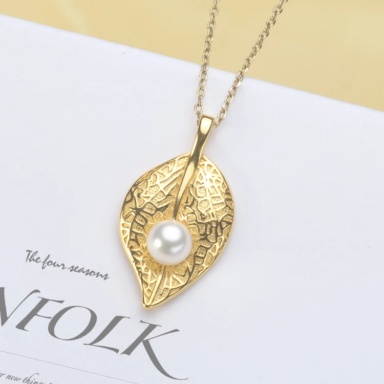 

2 Color Leaf 925 Sterling Silver Party Pearl Pendant Mounts Pendant Setting Findings Jewelry Parts Fittings Women Accessories