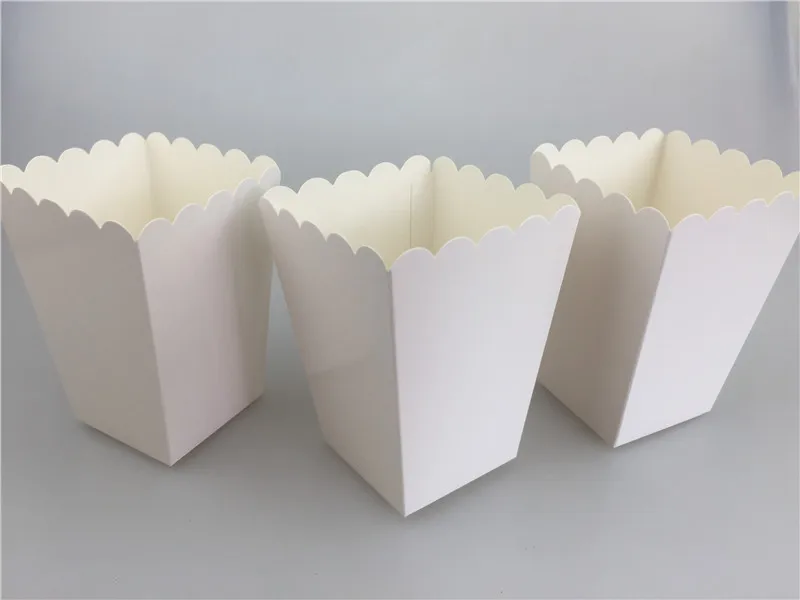 12pcs/lot Pure White Mini Paper Popcorn Box Sanck Candy Box Gift Baby Shower Wedding Birthday Party Moive Night Treat Supplies