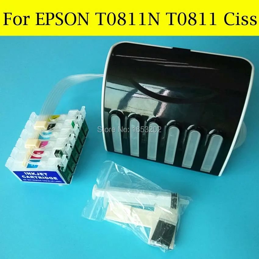 6 Color/Set T0811 T0811N - T0816N Ciss System For Epson Stylus Photo 1410 1430W T50 TX700W R270 R290 RX590 Printer