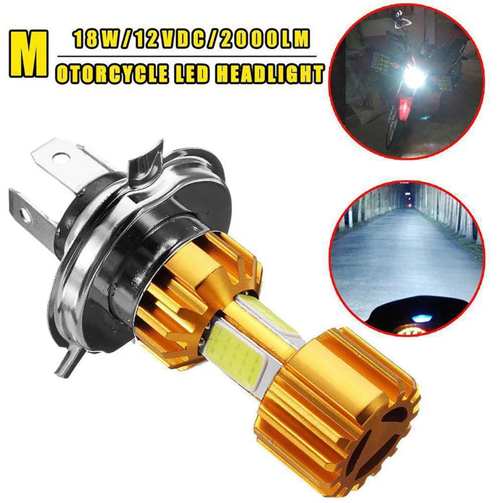 1 قطعة H4 18 واط LED دراجة نارية المصباح لمبة 3 COB 2000LM 6000 كيلو جودة عالية الأبيض شعاع ضوء للدراجات النارية
