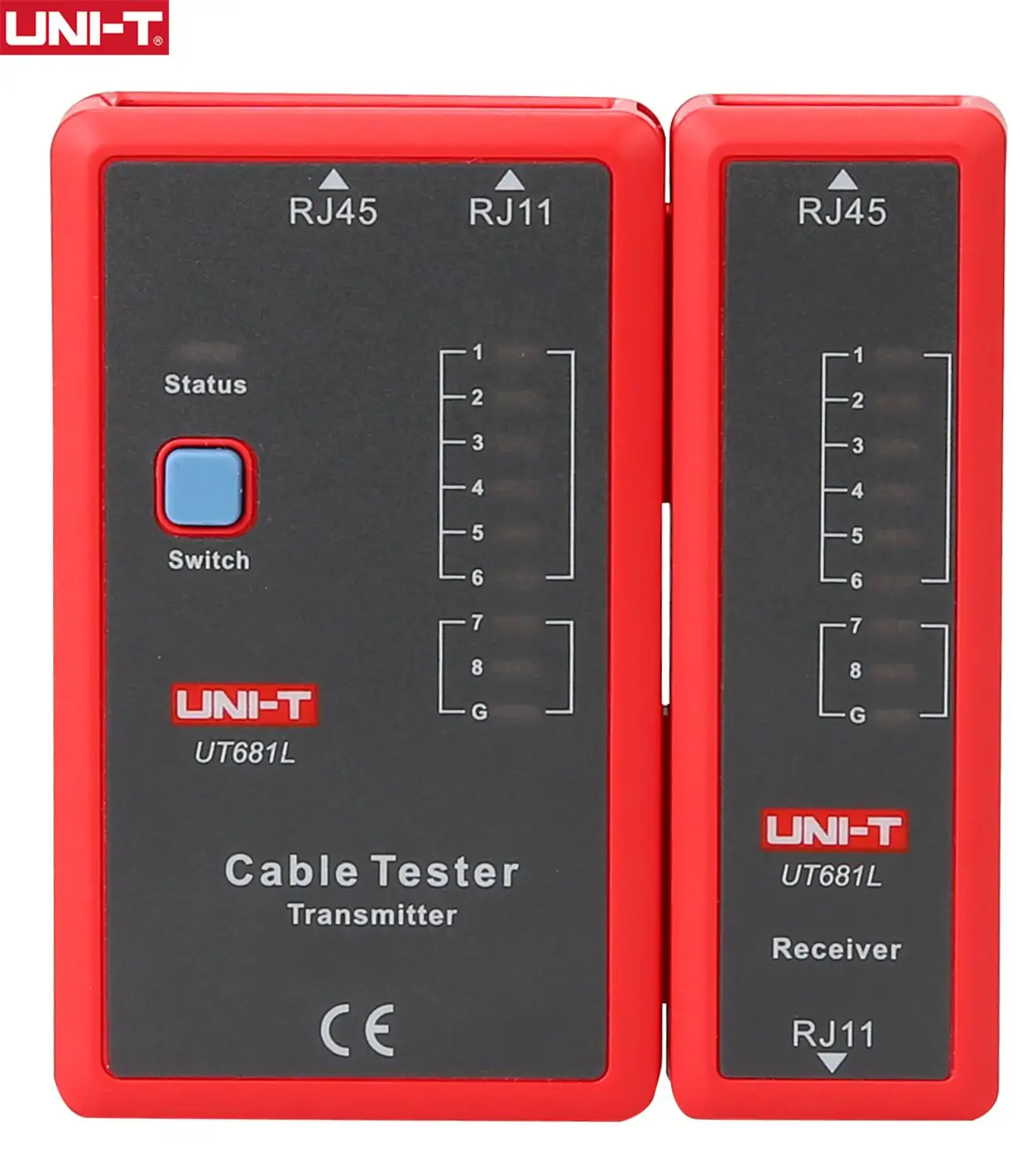 Dupla Utilização Cabo de Rede Linha Telefônica Tester, UT681L, RJ45, RJ11, LAN, LED Status Display, NC Repair Tool