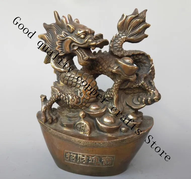 

China archaize brass twelve zodiac wealth dragon crafts statue