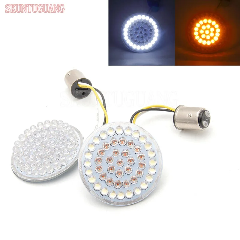 2 Inch LED Inserts Turn Signal Light 50MM Motorcycle Turning Light White/Amber For Motorcycle Dyna Touring Softail