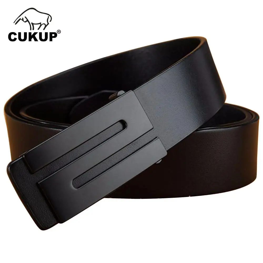 

CUKUP Top Quality Cowskin Trousers Belts 100% Cowhide Belt for Men Brand Male Z Letter Slide Buckle Men's Luxury Leather NCK600