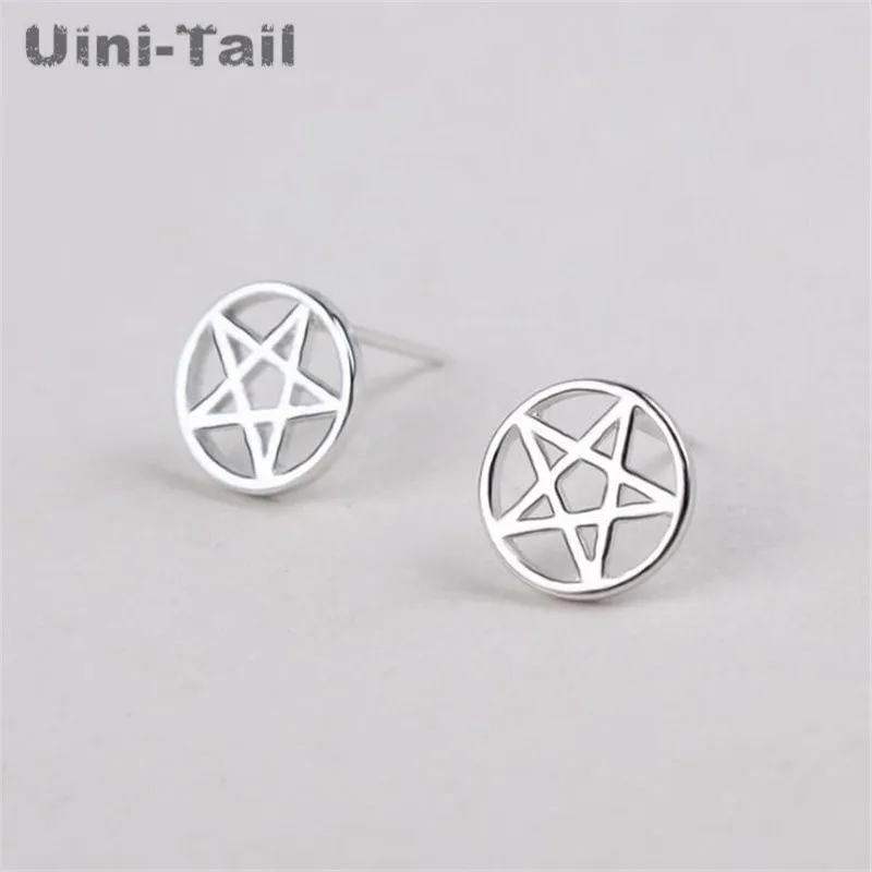 Uini-Tail hot new 925 Tibetan silver circle five-pointed star female earrings fashion trend small stars popular jewelry  ED261