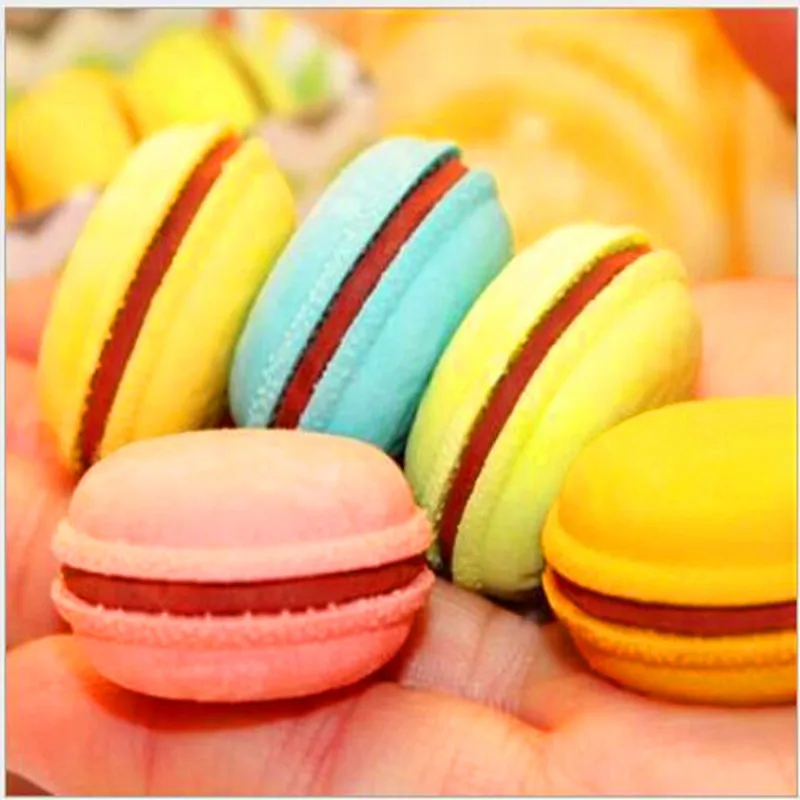 5Pieces = 1Lots Mini Stationery Makkalon Hamburger Rubber Horn Color Hamburger Eraser Student Supplies Office