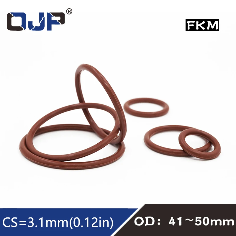 3PCS/lot Brown FKM Rubber O-rings Seals 3.1mm Thickness 41/42/43/44/45/46/47/48/49/50mm OD O Ring Seal Gasket Rings Washer