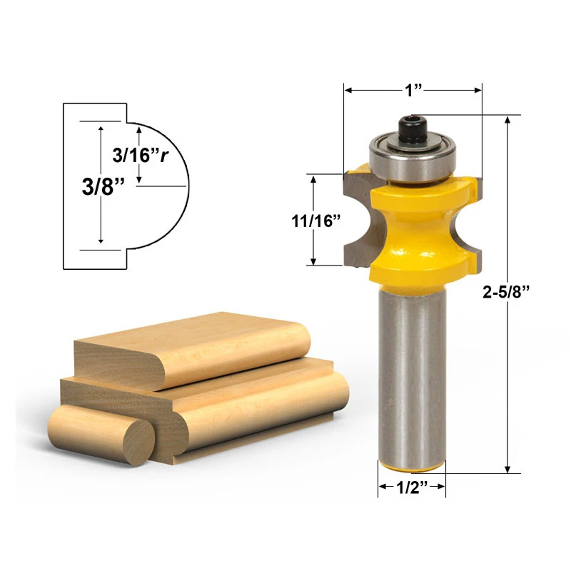 

1pcs Bullnose Router Bit 3/16"r - 3/8" Bead - 1/2" Shank