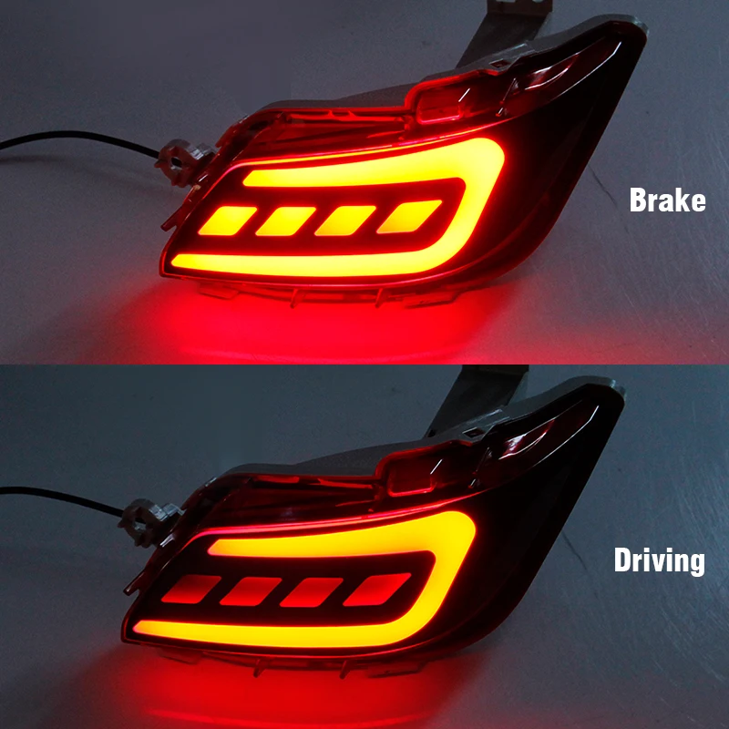 2pcs LED Rear Bumper Reflector For Toyota Vios 2016 2017 2018 Parking Warning Braking Drving Taillight Waterproof