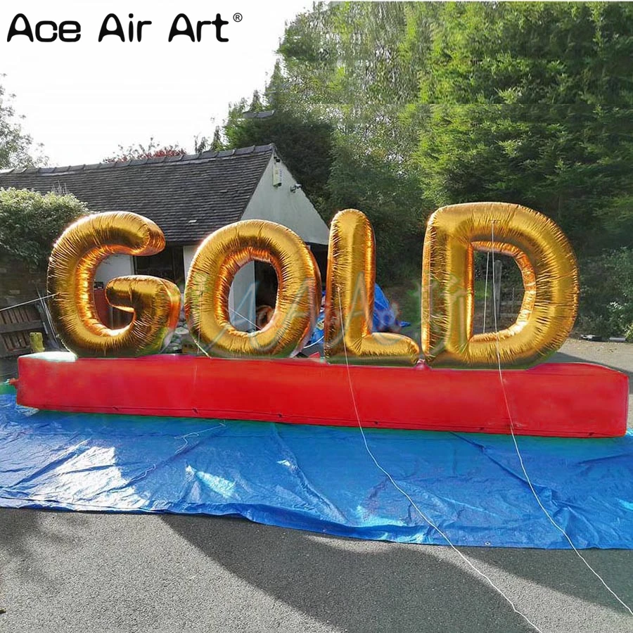 

Customized logo/text replica balloon inflatable GOLD letter model with base,inflatable words in golden color material on sale