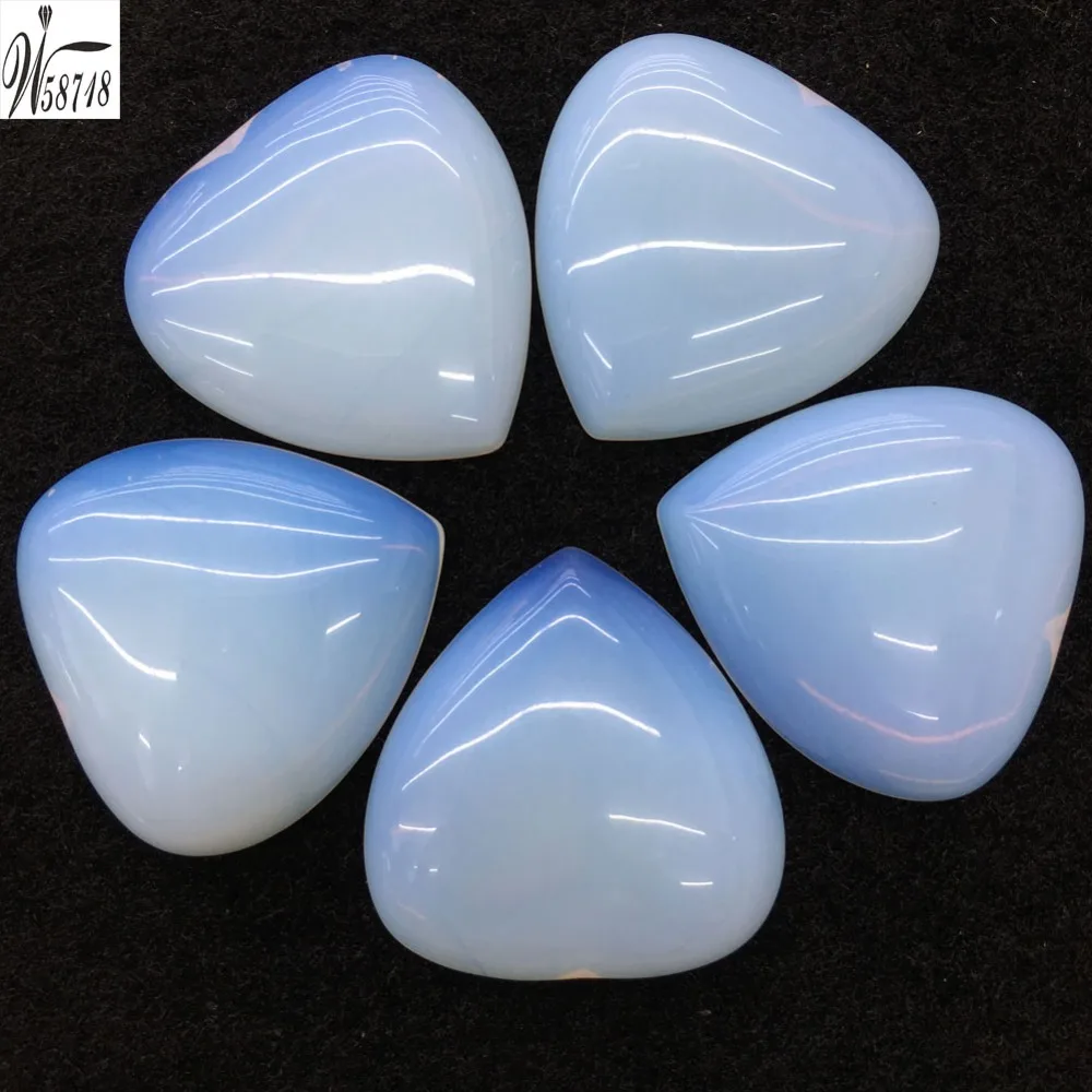 Opal Crystal Tiger Eye Malachite Howlite Goldstone Blue Sand Lapis Lazuli Heart Cabochon CAB Wholesale 5pcs  WB635