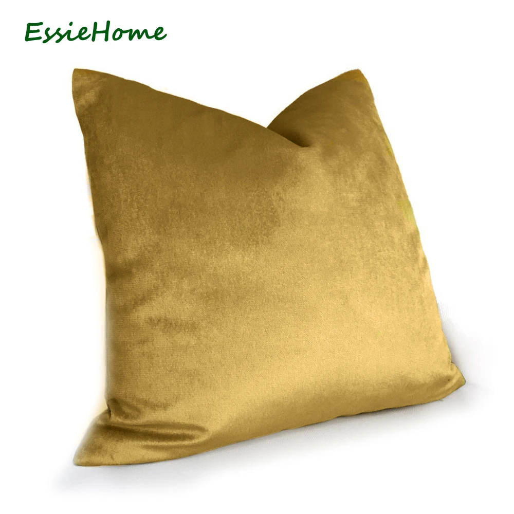 ESSIE HOME Luxury Glossy Silk Velvet Cushion Pillow Bronze Gold Velvet Cushion Cover Pillow Case Lumbar Pillow Case Velvet