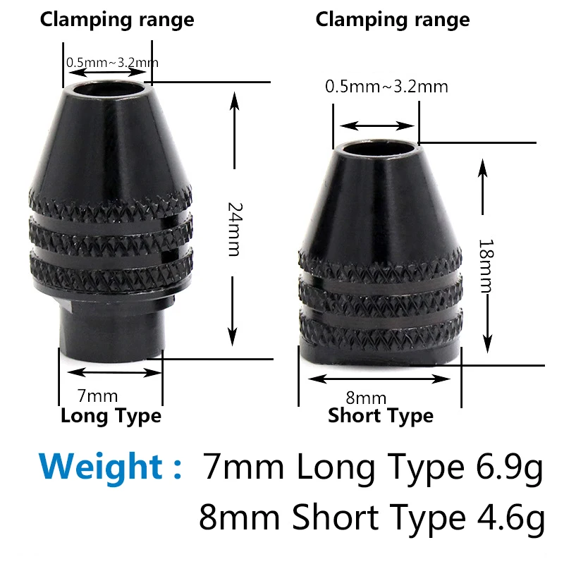 1 pcs multifunctionele chuck keyless metalen Voor Dremel Rotary Gereedschap M7/M8 0.5-3.2mm Adapter converter Universele Mini Chuck
