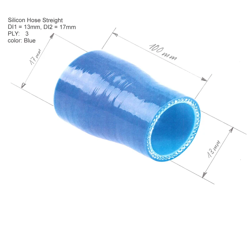 Customized hose id 13mm -17mm leg lenght100mm silicone straight hose 1pc