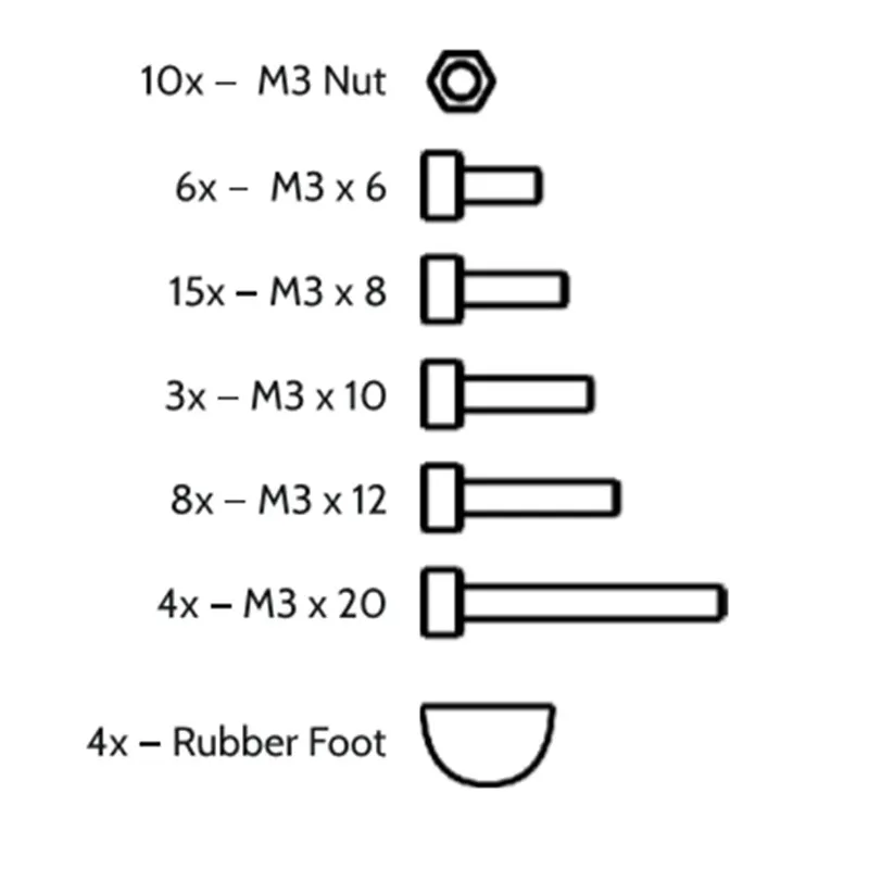 SWMAKER DIY meArm Mini Industrial Robotic Arm MeArm - Fixings Kit screws nuts plastic feet set