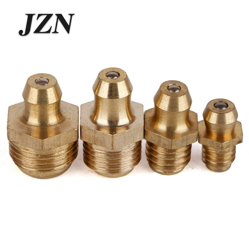 10PCS  M6*1 M8*1 M10*1 M12*1.25  M12*1.5 M14*1.5 Brass 90 Degree Grease Zerk Grease Nipple Fitting